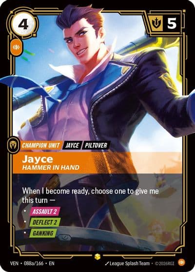 Jayce Hammer in Hand Alternate Art Vendetta Riftbound card