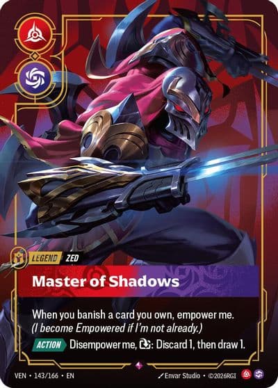 Zed Master of Shadows Vendetta Riftbound card