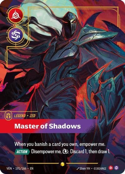 Zed Master of Shadows Overnumbered Vendetta Riftbound card