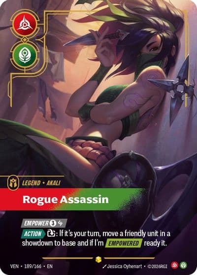 Akali Rogue Assassin Overnumbered Vendetta Riftbound card