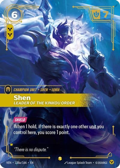 Shen Leader of the Kinkou Order Alternate Art Vendetta Riftbound card