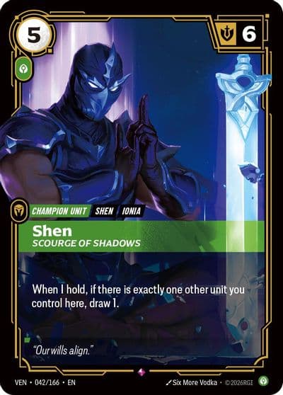 Shen Scourge of Shadows Vendetta Riftbound card