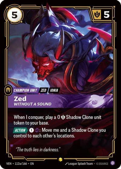 Zed Without a Sound Alternate Art Vendetta Riftbound card