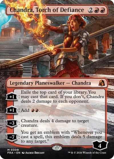 Chandra Torch of Defiance Borderless Reality Fracture Magic card