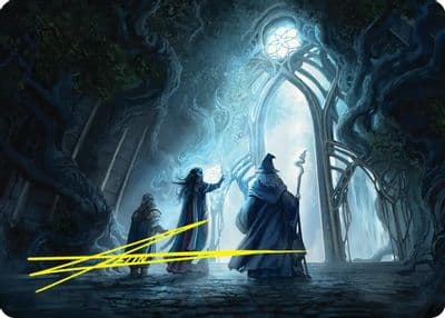 Uncover the Moon Letters Art Card Gold Stamped Signature Commander: The Hobbit Magic card