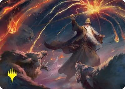 Gandalf Shadows Foe Art Card Gold Stamped Commander: The Hobbit Magic card