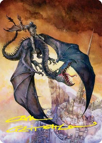 Witch king Bringer of Ruin Art Card Gold Stamped Signature Commander: The Hobbit Magic card