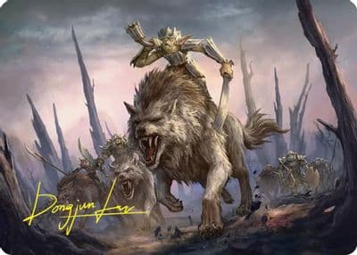 Signal the Onslaught Art Card Gold Stamped Signature Commander: The Hobbit Magic card