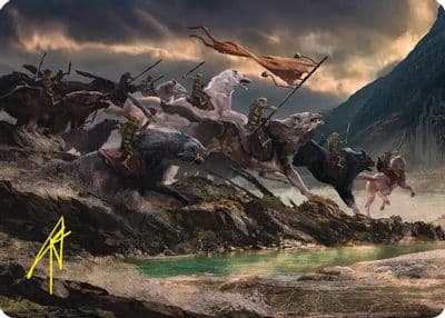 Tide of Fury and Disorder Art Card Gold Stamped Signature Commander: The Hobbit Magic card