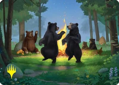 Dancing from Dark to Dawn Art Card Gold Stamped Commander: The Hobbit Magic card