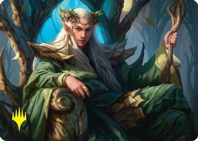 Thranduil the Elvenking Art Card Gold Stamped Commander: The Hobbit Magic card