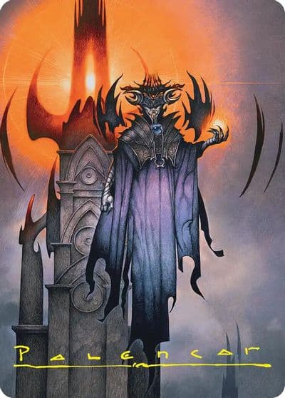 Sauron the Lidless Eye Art Card Gold Stamped Signature Commander: The Hobbit Magic card