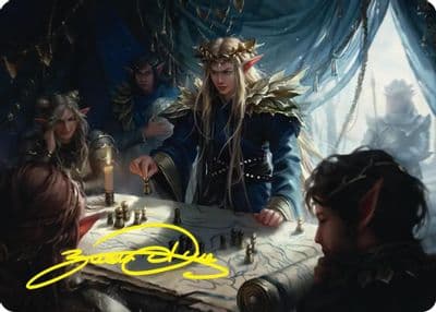 Thranduil the Strategist Art Card Gold Stamped Signature Commander: The Hobbit Magic card