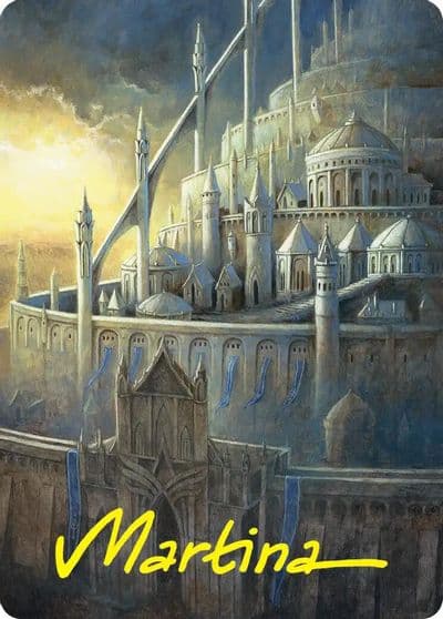 Minas Tirith Art Card Gold Stamped Signature Commander: The Hobbit Magic card