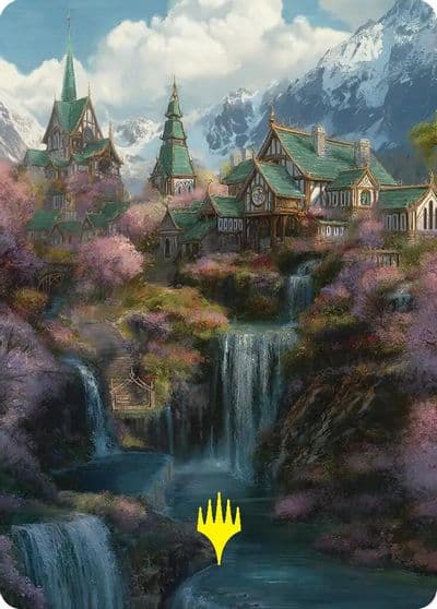 Rivendell Art Card Gold Stamped Commander: The Hobbit Magic card