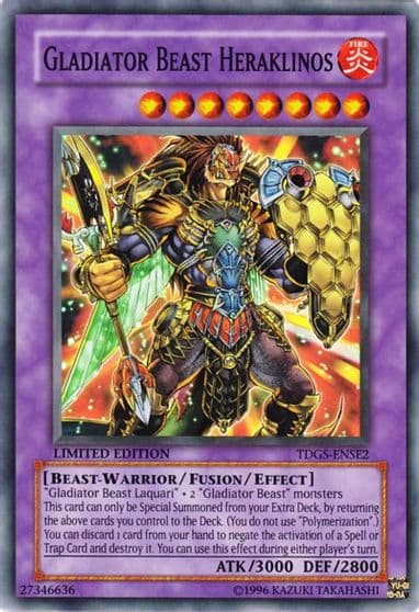 Gladiator Beast Heraklinos The Duelist Genesis Yu-Gi-Oh! card