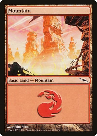 Mountain 302 Mirrodin Magic card