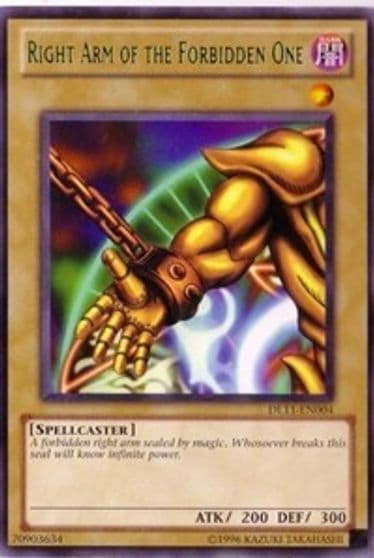 Right Arm of the Forbidden One Green Duelist League Promo Yu-Gi-Oh! card