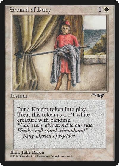 Errand of Duty Page Holding Sword Alliances Magic card