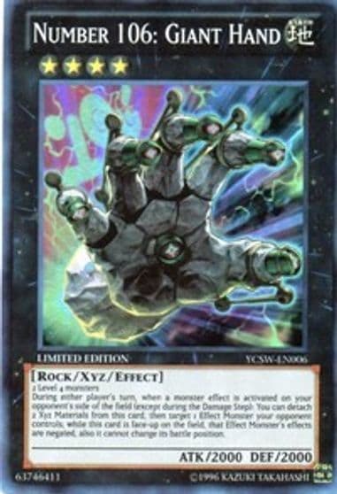 Number 106 Giant Hand Yu-Gi-Oh! Championship Series Prize Cards Yu-Gi-Oh! card