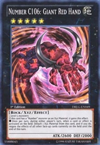 Number C106 Giant Red Hand Dragons of Legend Yu-Gi-Oh! card