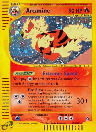 Arcanine (H2) Aquapolis Pokemon card