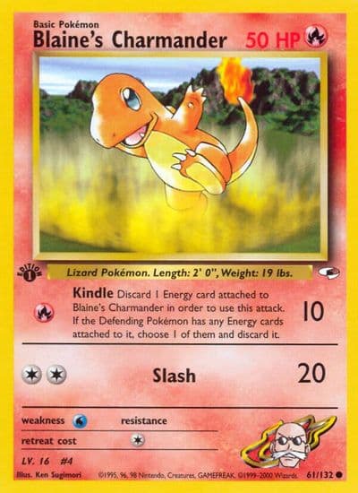 Blaine's Charmander Gym Heroes Pokemon card