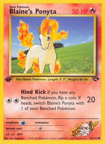 Blaine's Ponyta Gym Challenge Pokemon card