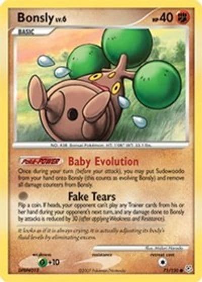 Bonsly Diamond and Pearl Pokemon card