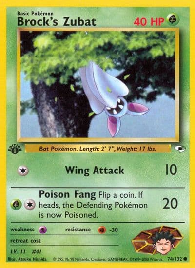 Brock's Zubat (74) Gym Heroes Pokemon card