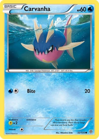 Carvanha Plasma Storm Pokemon card