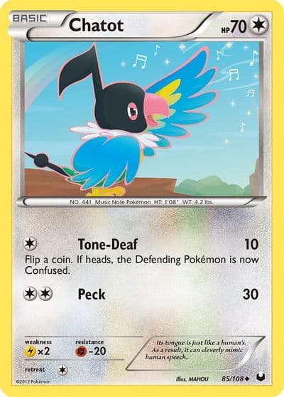 Chatot Dark Explorers Pokemon card