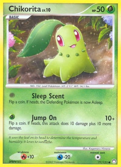Chikorita Mysterious Treasures Pokemon card