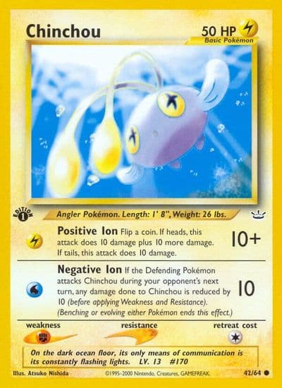 Chinchou Neo Revelation Pokemon card