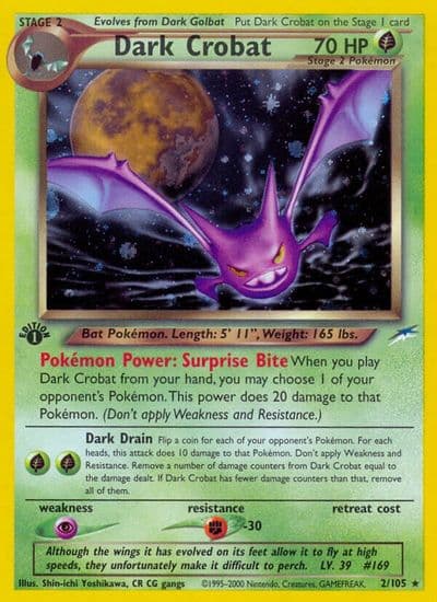Dark Crobat Neo Destiny Pokemon card