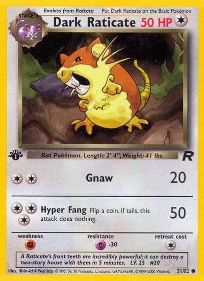 Dark Raticate Team Rocket Pokemon card