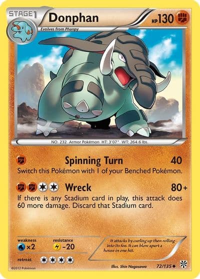 Donphan Plasma Storm Pokemon card
