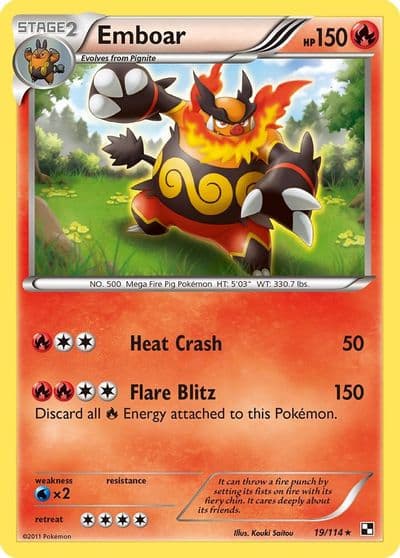 Emboar (19) Black and White Pokemon card