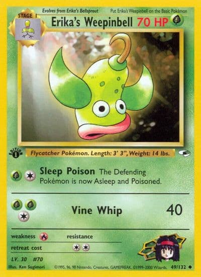 Erika's Weepinbell (49) Gym Heroes Pokemon card
