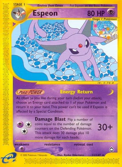 Espeon Aquapolis Pokemon card