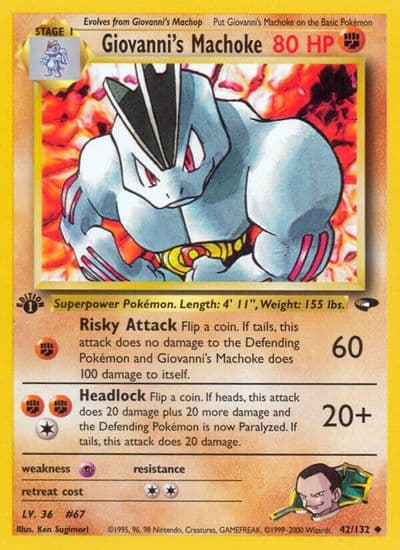 Giovanni's Machoke Gym Challenge Pokemon card