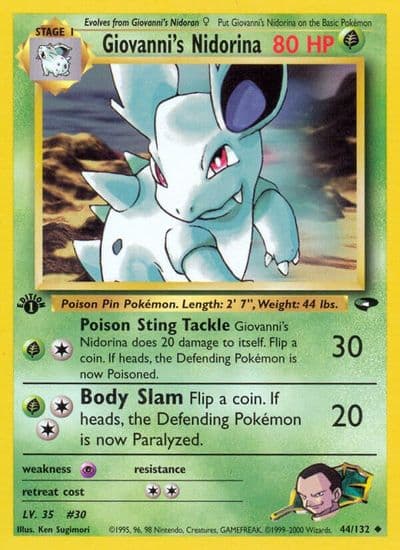 Giovanni's Nidorina Gym Challenge Pokemon card