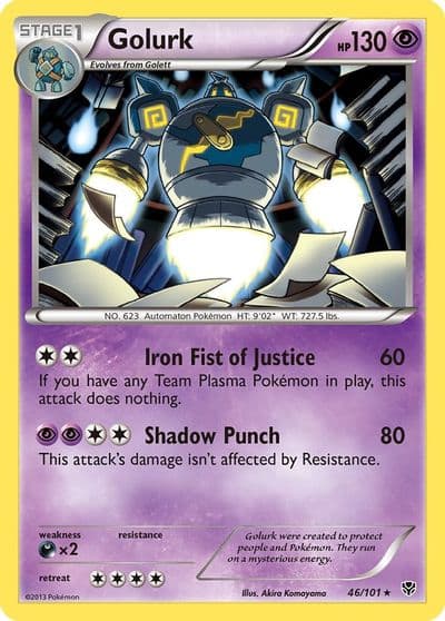 Golurk Plasma Blast Pokemon card