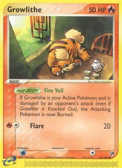 Growlithe Sandstorm Pokemon card