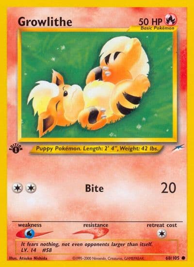Growlithe Neo Destiny Pokemon card