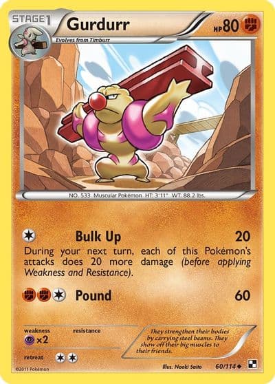 Gurdurr Black and White Pokemon card
