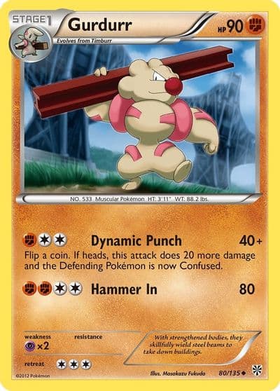 Gurdurr Plasma Storm Pokemon card