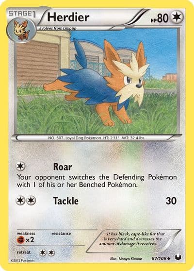Herdier Dark Explorers Pokemon card