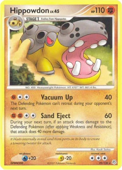 Hippowdon Diamond and Pearl Pokemon card