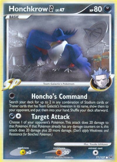 Honchkrow G Platinum Pokemon card